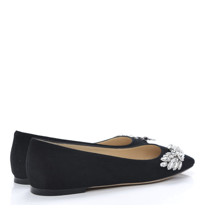 Jimmy Choo Suede Crystal Mirele Ballet Flat 37 Black 4 of 12
