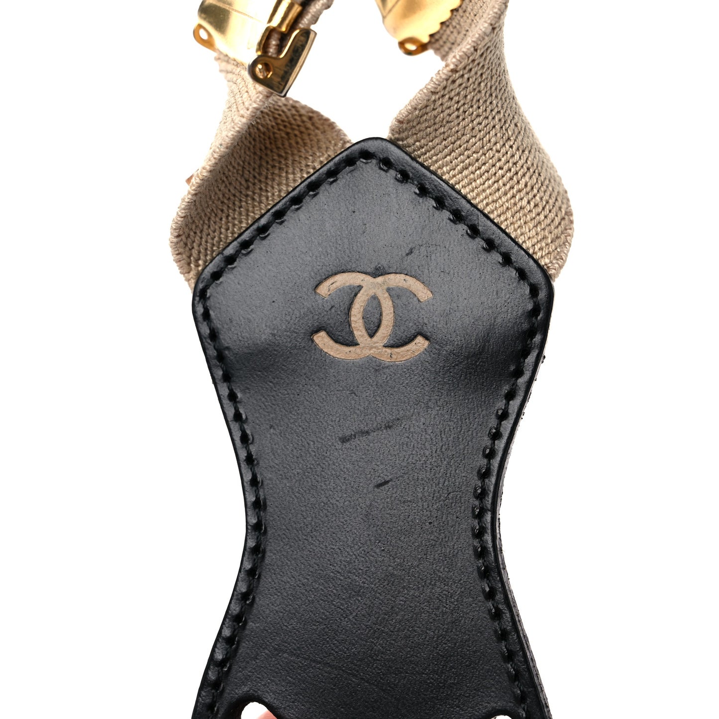 Elastic Logo Suspenders Beige Black