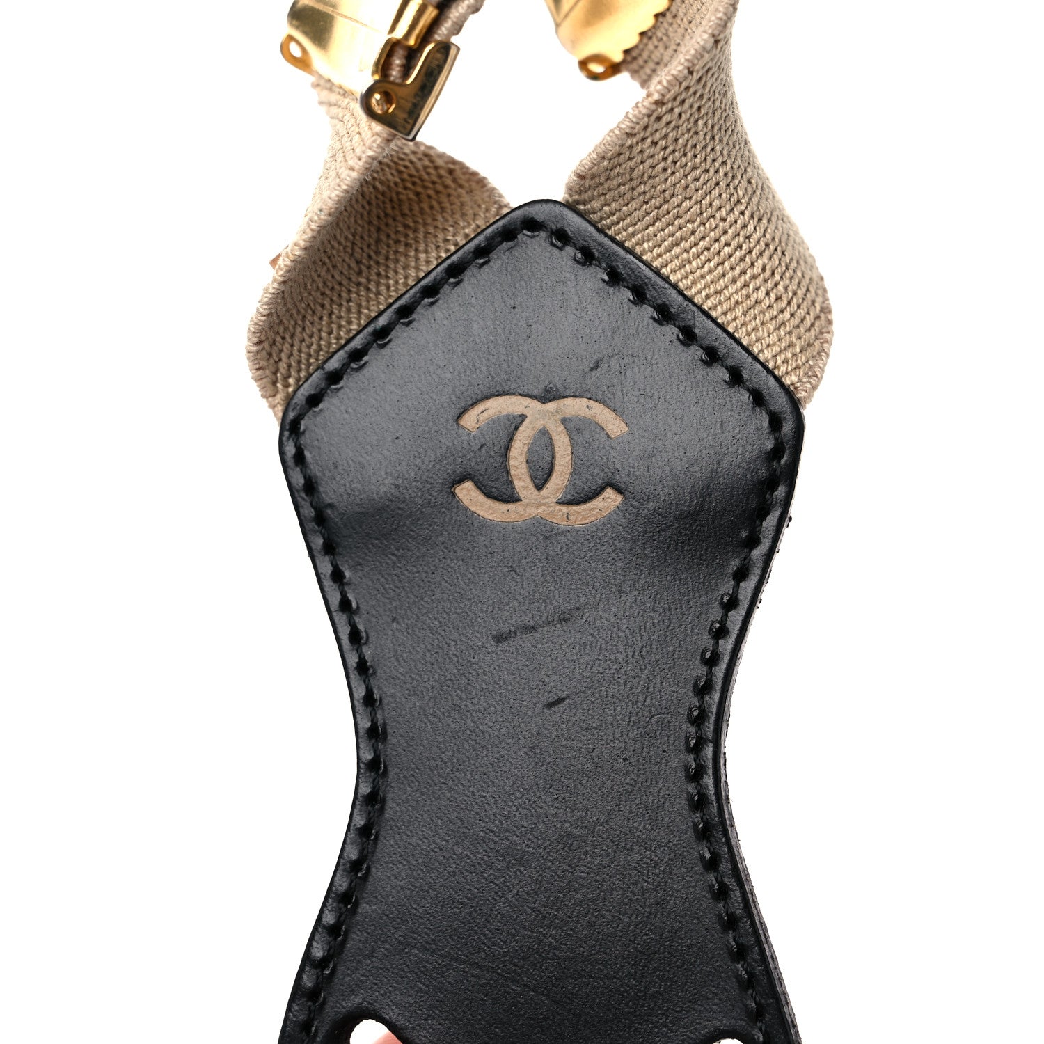 Chanel Elastic Logo Suspenders Beige Black 8 of 12
