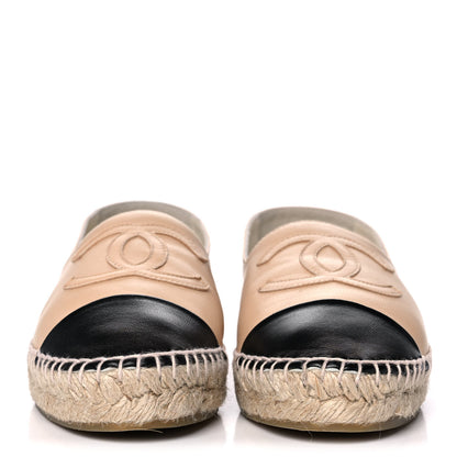 Chanel Lambskin CC Espadrilles 36 Beige Black 2 of 13