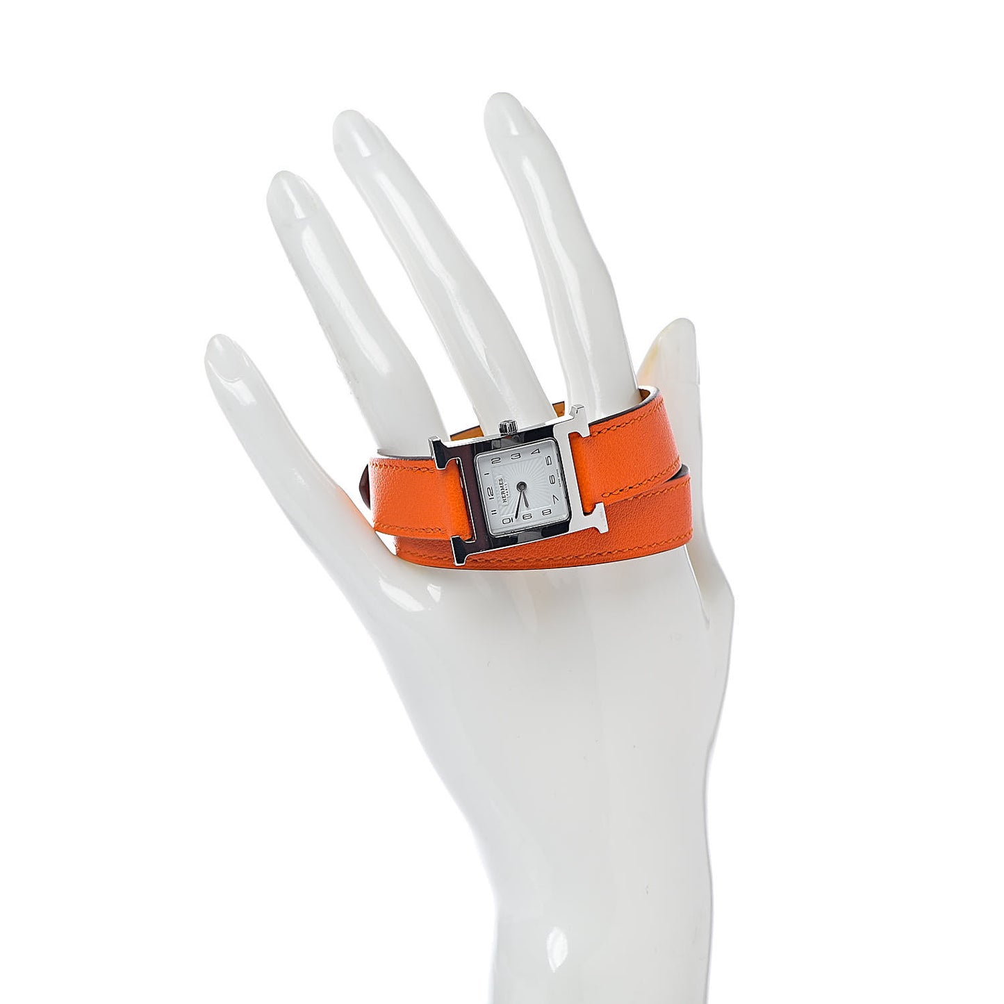 Stainless Steel Swift 21mm Heure H Hour Double Tour Quartz Watch Orange
