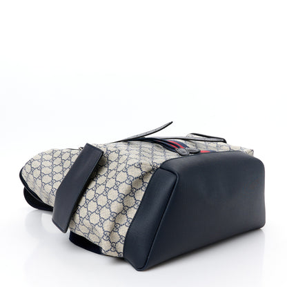 Gucci GG Supreme Monogram Medium Ophidia Double Buckle Backpack Beige Blue Black 4 of 10