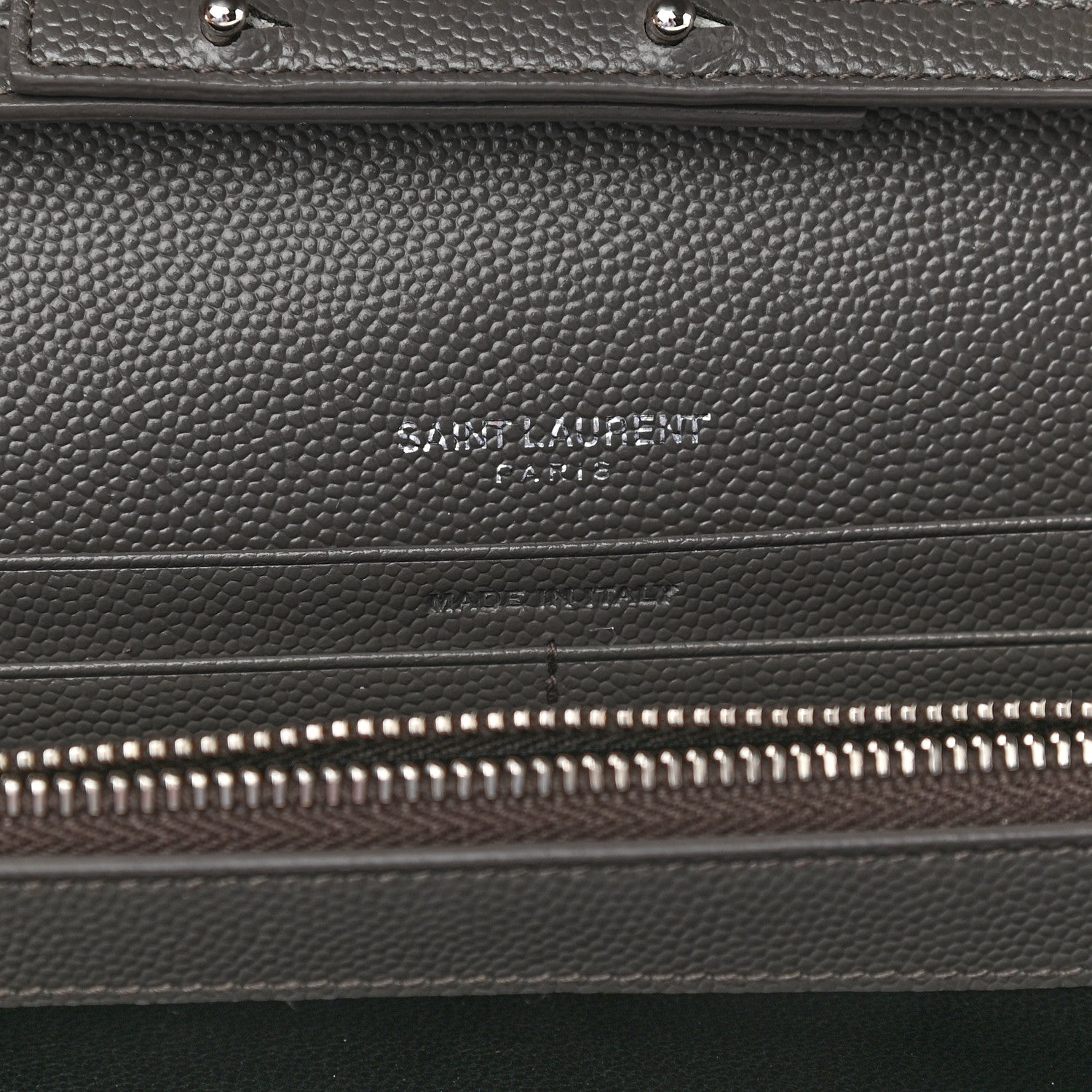 Saint Laurent Grain De Poudre Matelasse Chevron Monogram Chain Wallet Earth 6 of 8