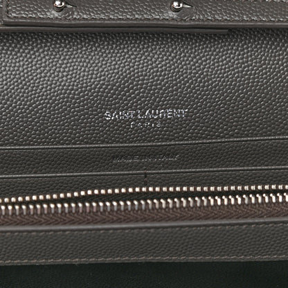 Saint Laurent Grain De Poudre Matelasse Chevron Monogram Chain Wallet Earth 6 of 8