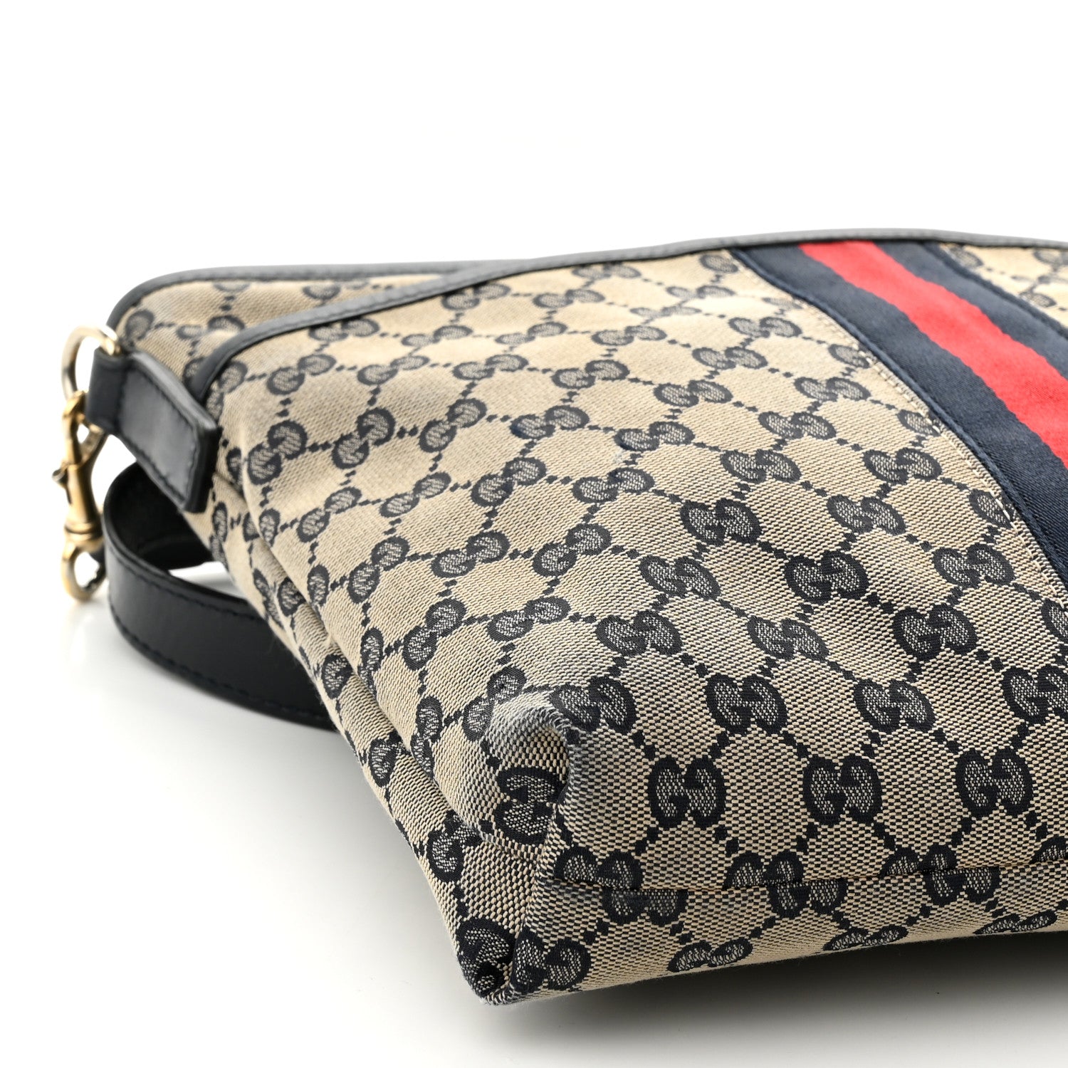 Gucci GG Supreme Monogram Web Flat Messenger Bag Navy 9 of 10