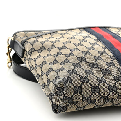 Gucci GG Supreme Monogram Web Flat Messenger Bag Navy 9 of 10