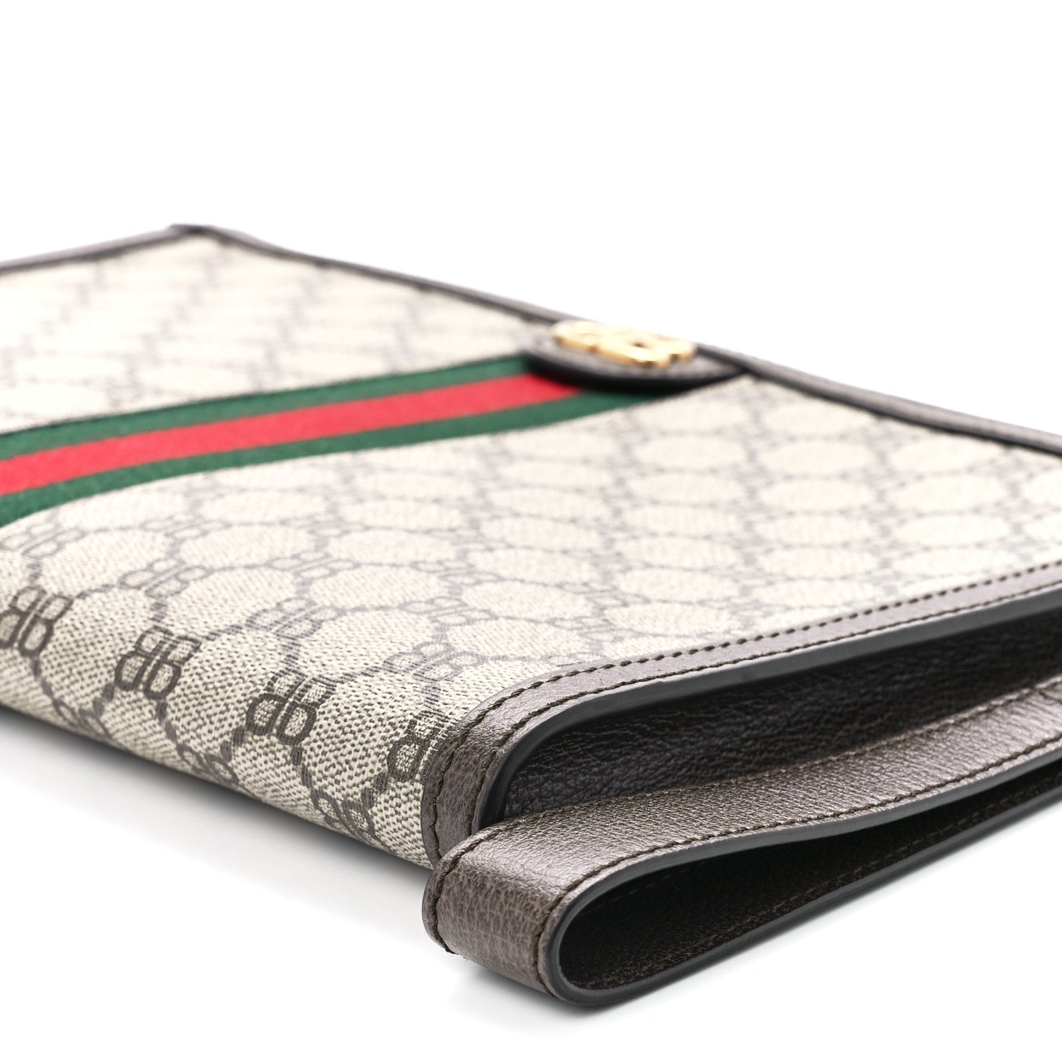 Gucci X BALENCIAGA BB Supreme Monogram Web Ophidia Wristlet Beige New Acero 11 of 11