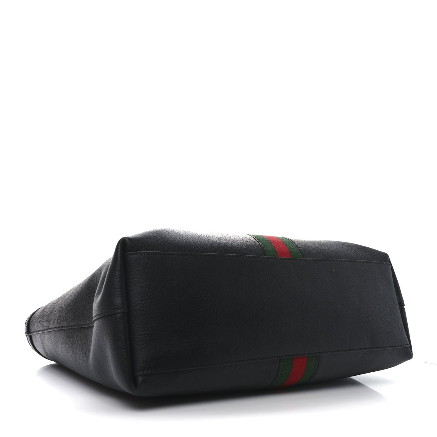 Textured Calfskin Web Medium Ophidia Shopping Tote Black