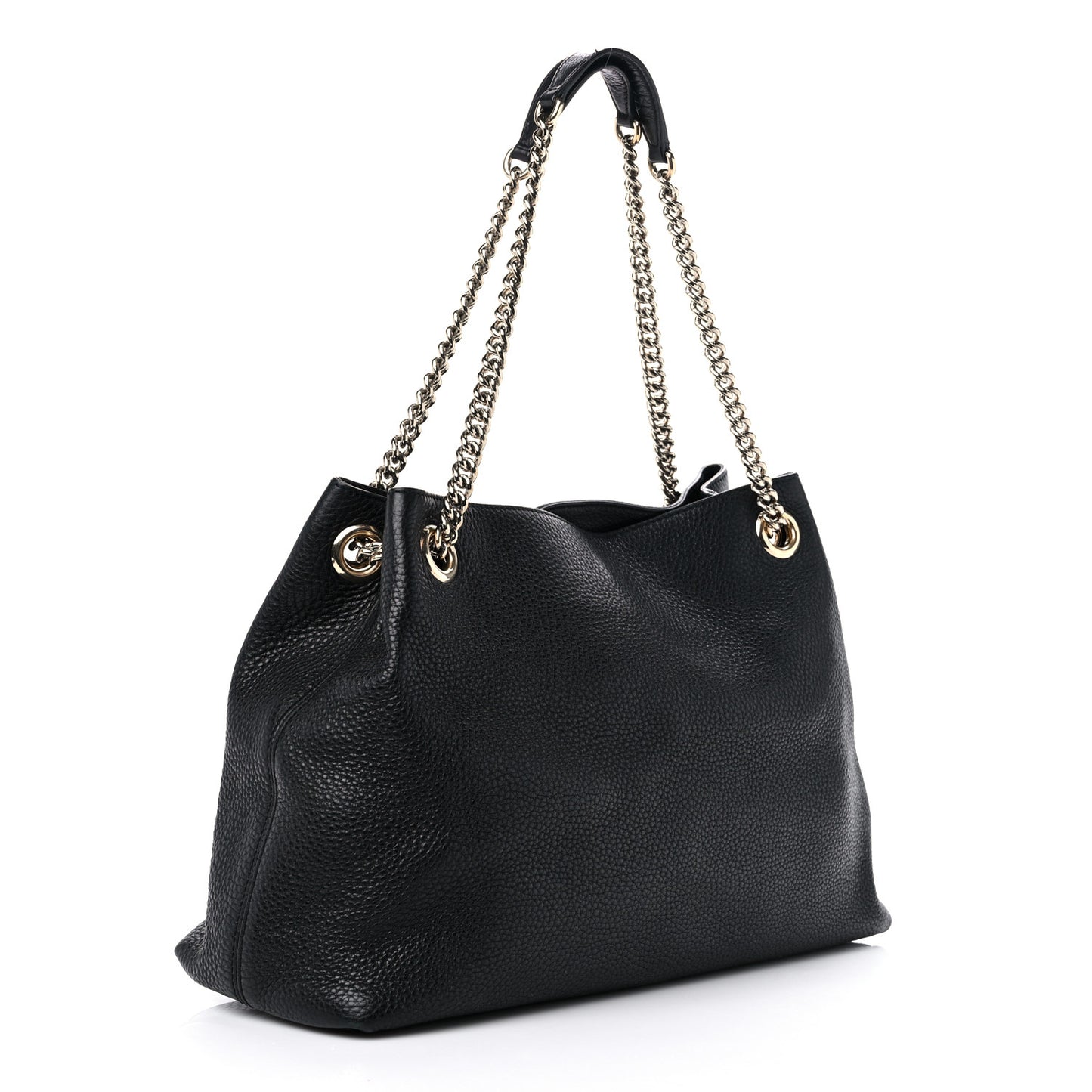 Pebbled Calfskin Medium Soho Chain Shoulder Bag Black