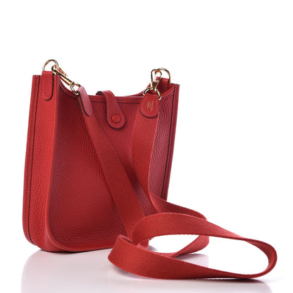 Hermes Taurillon Clemence Evelyne TPM Rouge Casaque 3 of 8