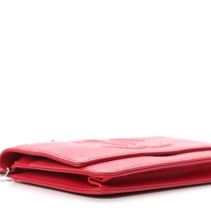 Chanel Caviar Timeless CC Wallet On Chain WOC Dark Pink 9 of 10