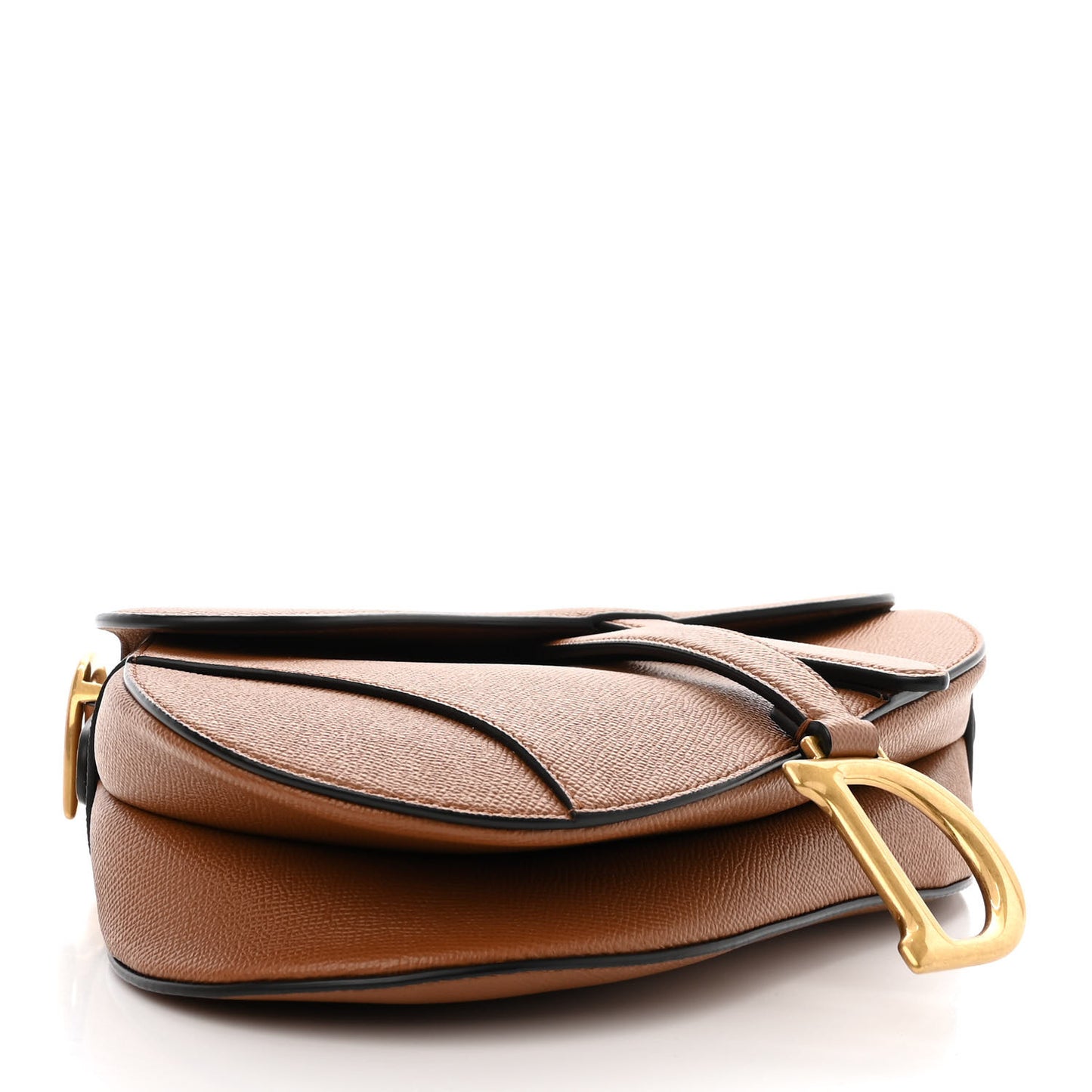 Grained Calfskin Saddle Bag Camello