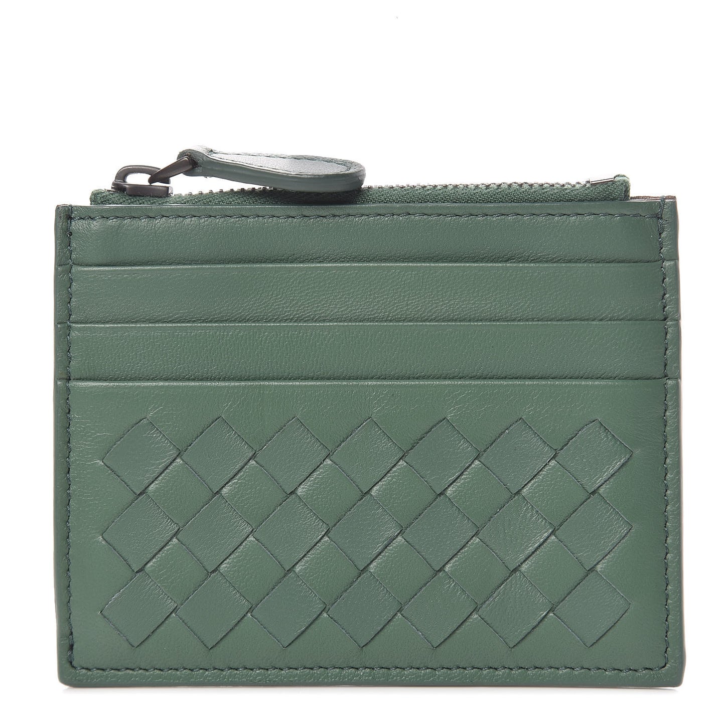 Nappa Intrecciato Card Wallet Emerald Green