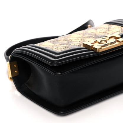 Chanel Metallic Crumpled Goatskin Small Boy Flap Black Gold 8 of 11