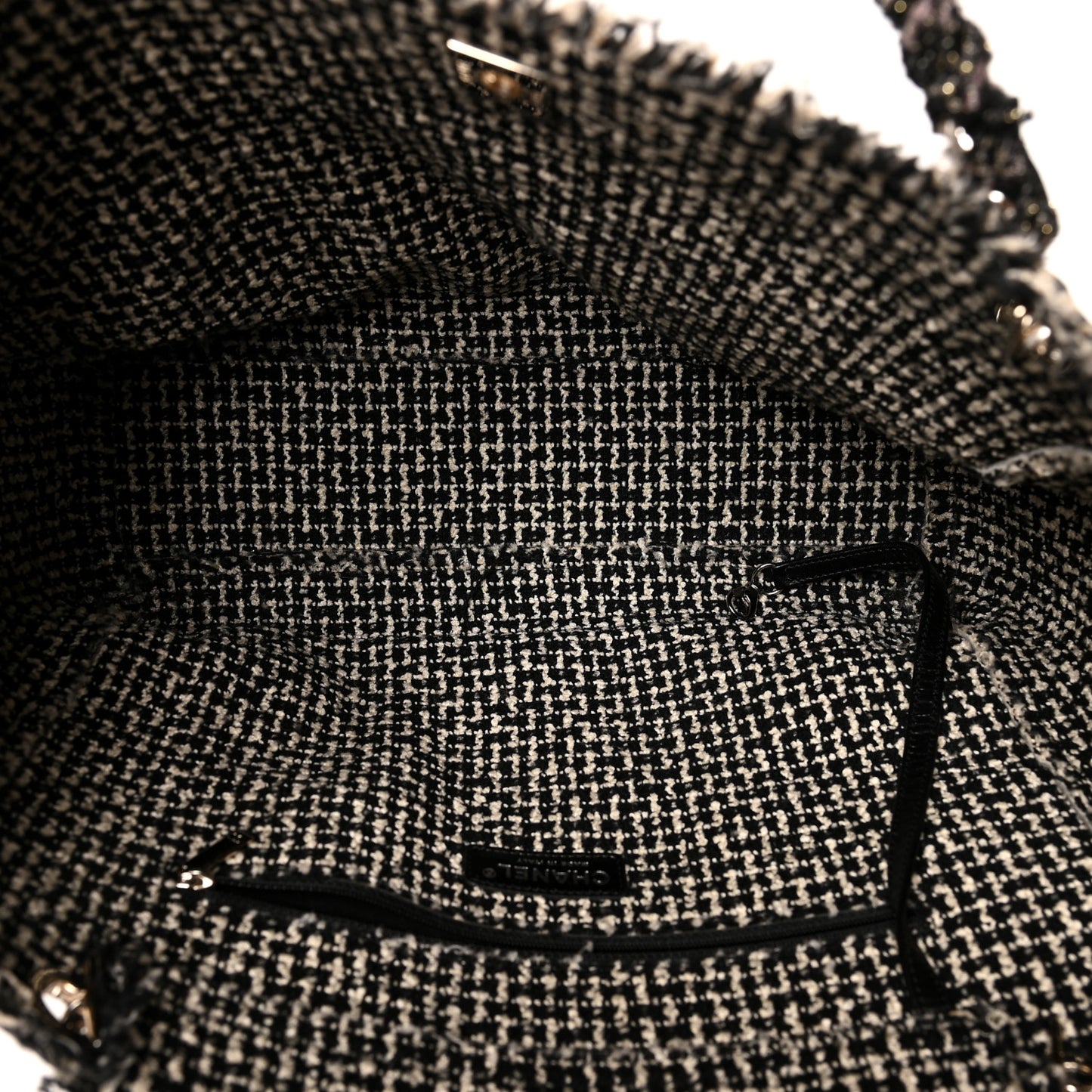 Glazed Calfskin Tweed Tweedy Shopping Tote Brown