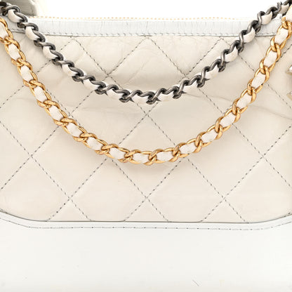 Chanel Aged Calfskin Quilted Small Gabrielle Hobo White 8 of 18