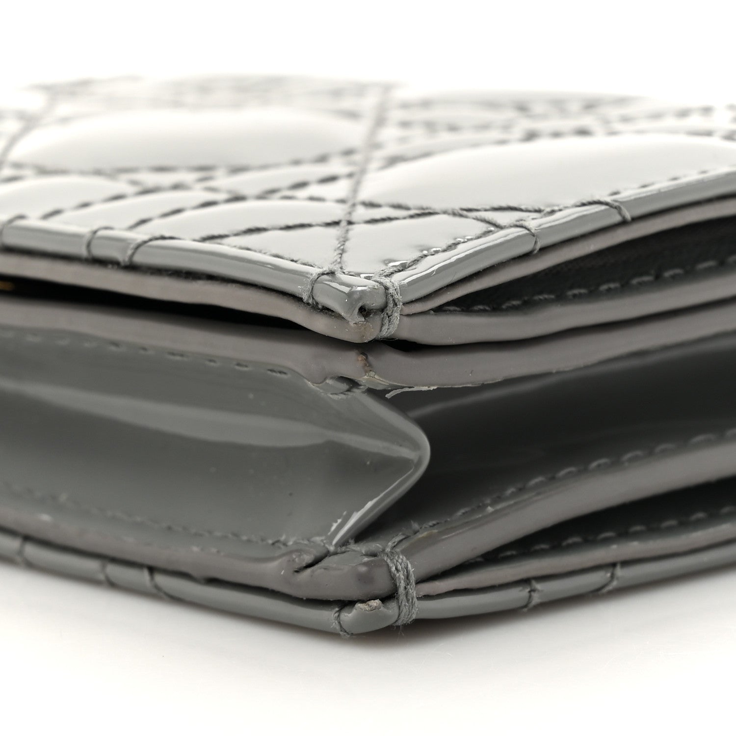 Christian Dior Patent Cannage Mini Lady Dior Wallet Grey 9 of 10