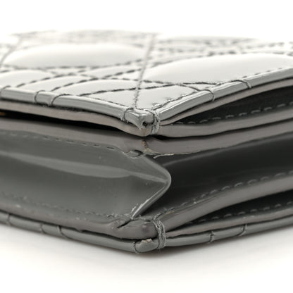 Christian Dior Patent Cannage Mini Lady Dior Wallet Grey 9 of 10