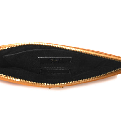 Saint Laurent Grain De Poudre Chevron Monogram Large Bill Pouch Senape Yellow 5 of 11