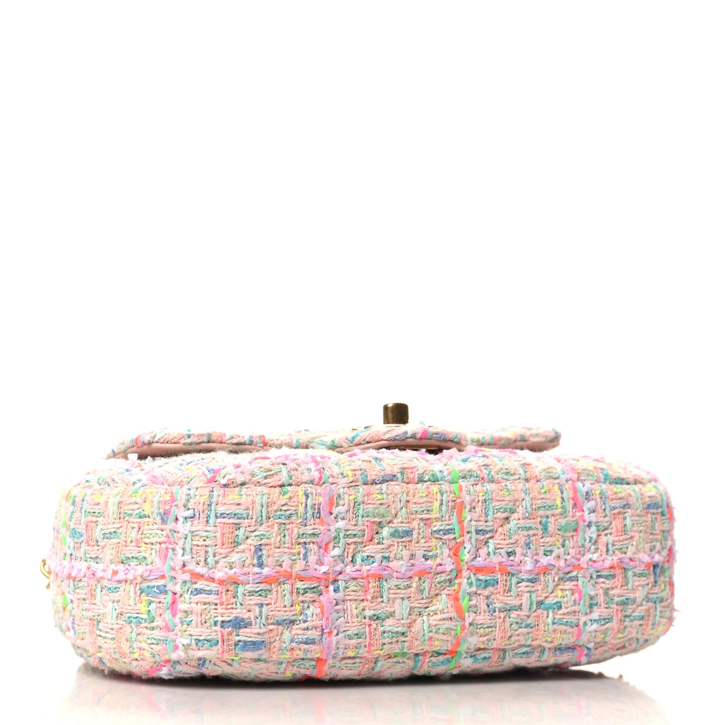 Tweed Quilted Baywatch Top Handle Flap Light Pink Green Orange Purple
