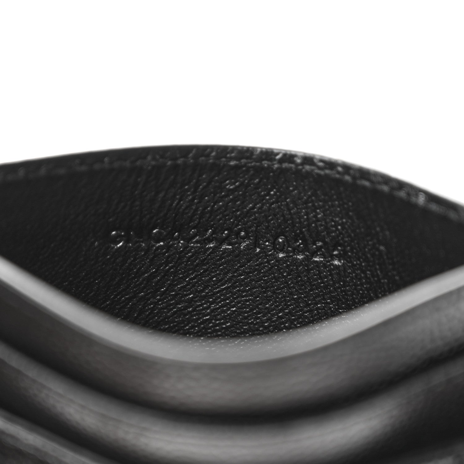 Saint Laurent Grain De Poudre Matelasse Chevron Monochrome Monogram Credit Card Case Black 7 of 8