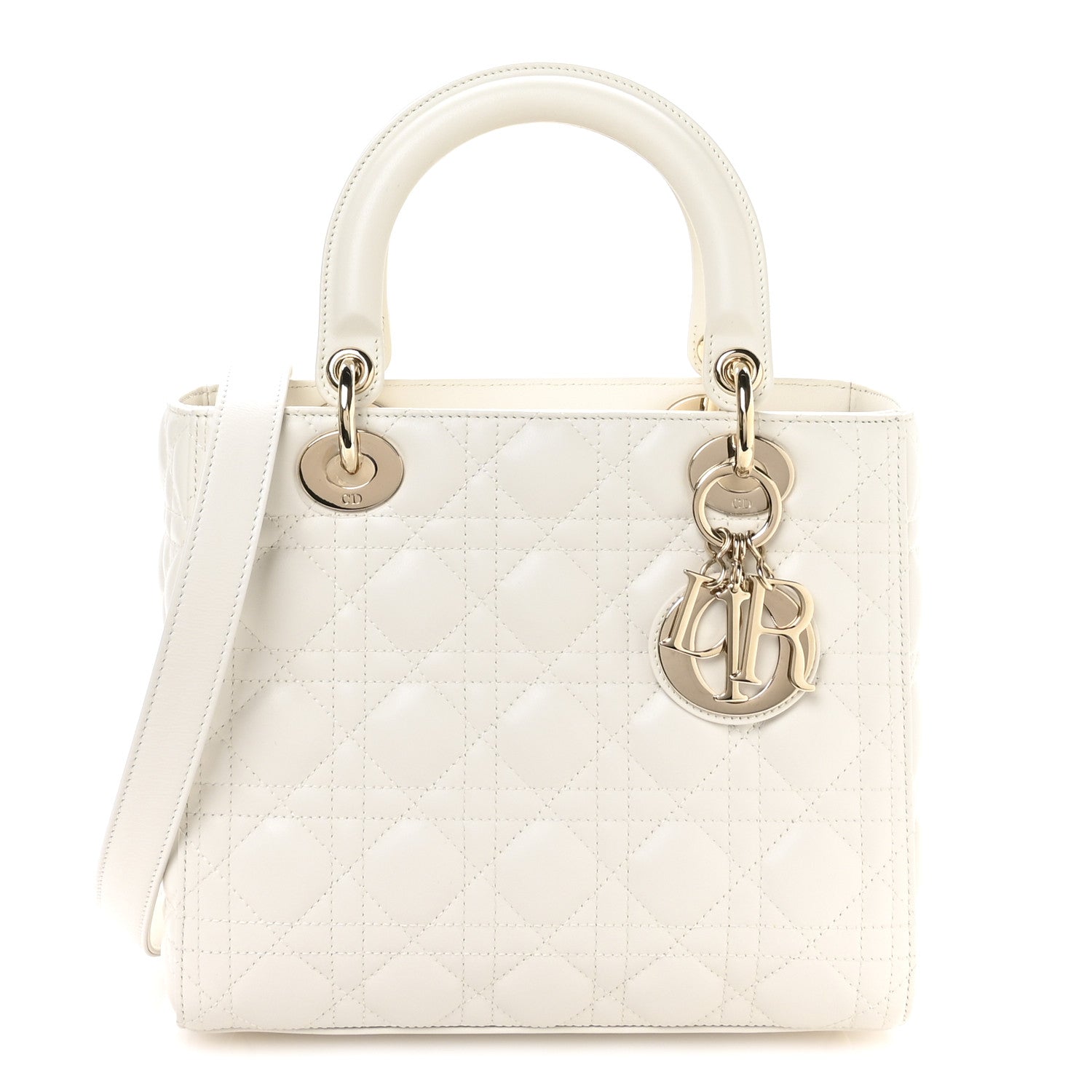 Christian Dior Lambskin Cannage Medium Lady Dior White 1 of 10