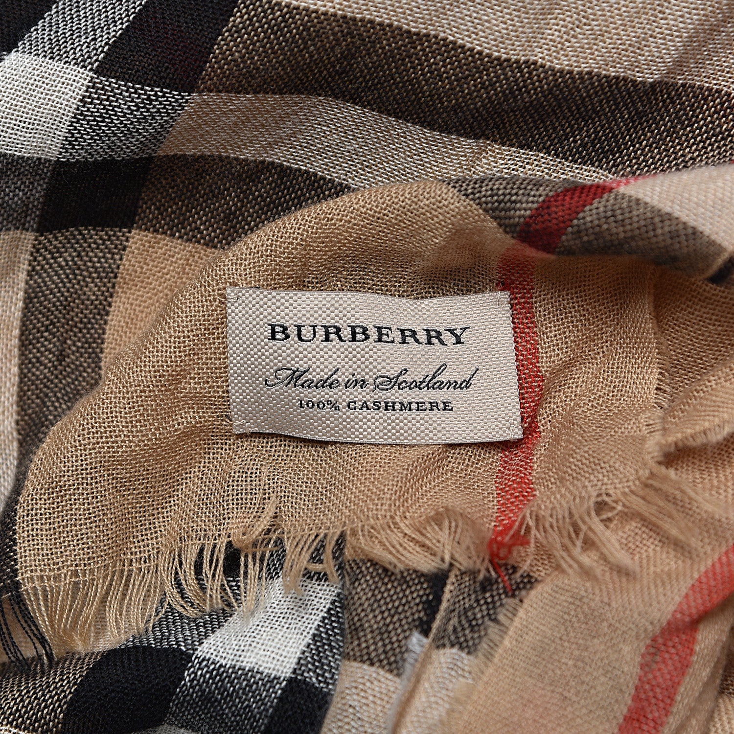 Burberry Cashmere Giant Check Lightweight Scarf Camel 4 of 9