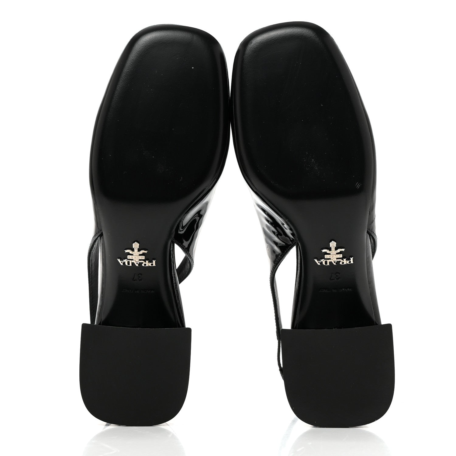 Prada Patent Triangle Logo Slingback Pumps 37 Cipria 5 of 8