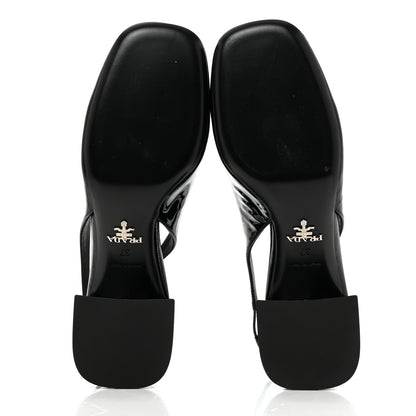 Prada Patent Triangle Logo Slingback Pumps 37 Cipria 5 of 8