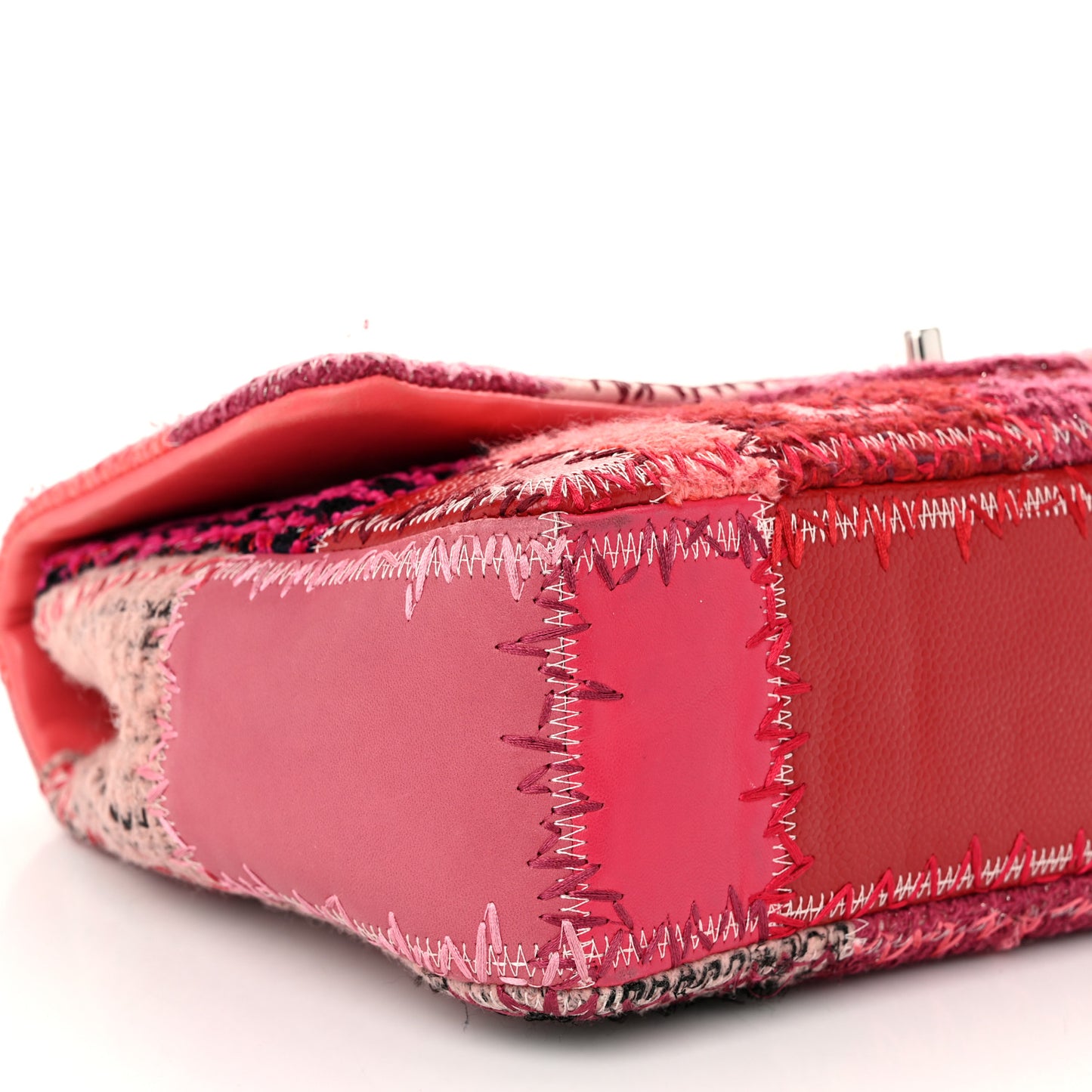 Tweed Patchwork Jumbo Single Flap Pink