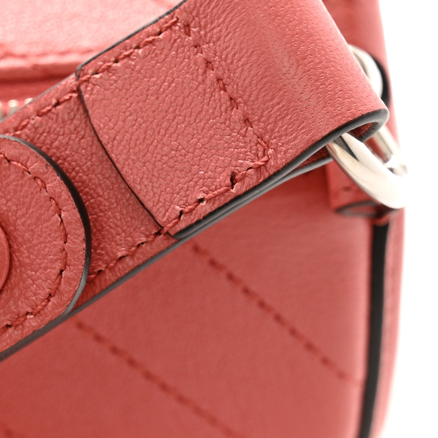 Sakai Be Green Calfskin Diagonal Stitched Mini Blondie Barrel Shoulder Bag Pink