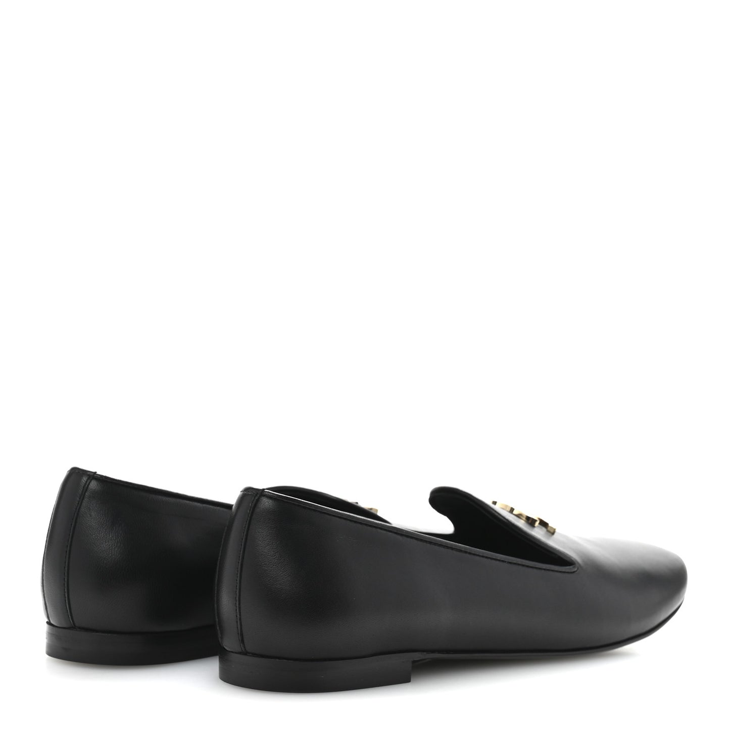 Enamel Pearl Crystal Lambskin Womens CC Mocassin Loafers 38 Black