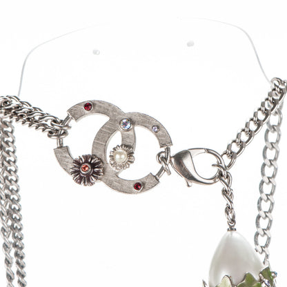 Chanel Crystal Enamel Pearl Flower CC Belt Silver 5 of 5