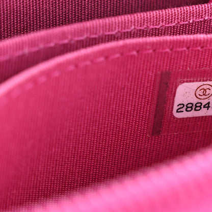 Chanel Caviar Quilted Boy Zip Around Coin Purse Wallet Fuchsia 7 of 8
