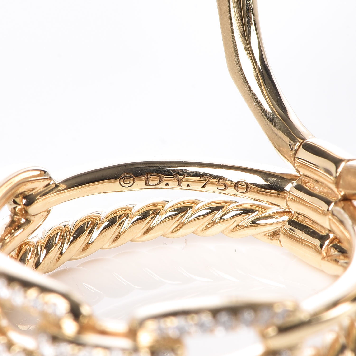 David Yurman 18K Yellow Gold Diamond 9.5mm Stax Three-Row Ring 49 5 5 of 7