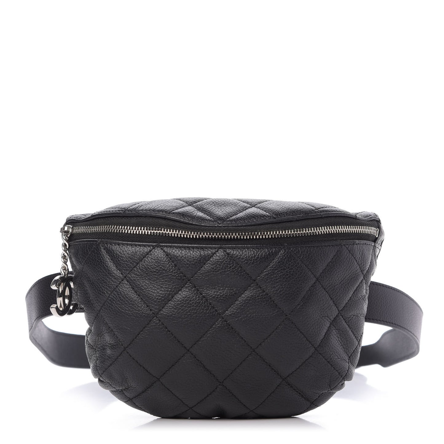 Grained Calfskin Quilted Waist Belt Bag Black