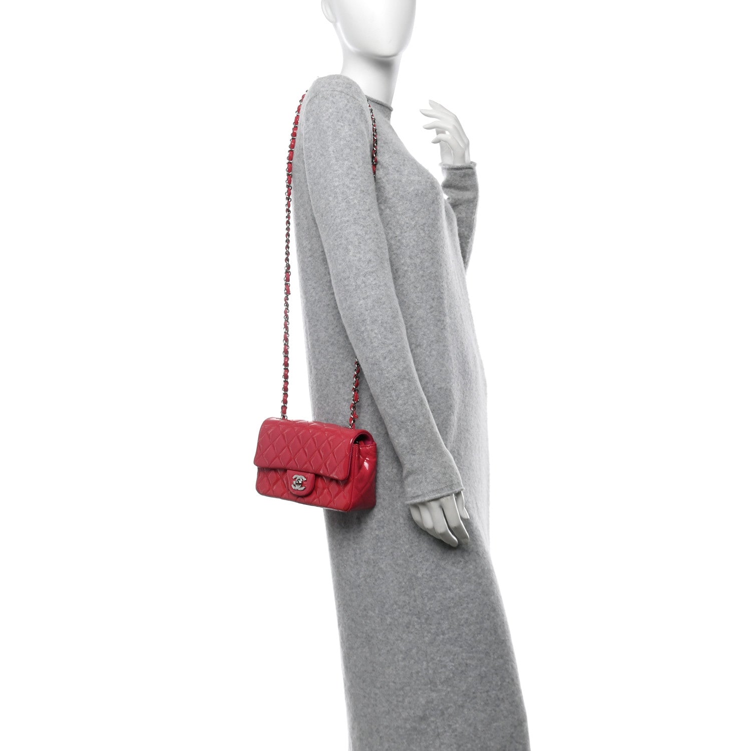 Chanel Patent Calfskin Quilted Mini Rectangular Flap Pink 2 of 11