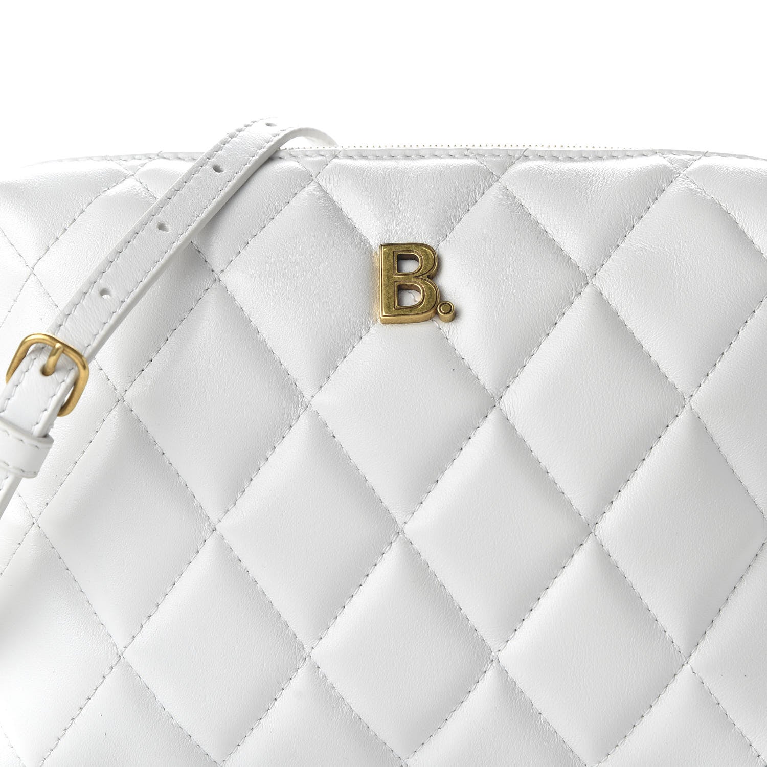 Balenciaga Nappa Calfskin Quilted Touch B Camera Shoulder Bag White 9 of 9