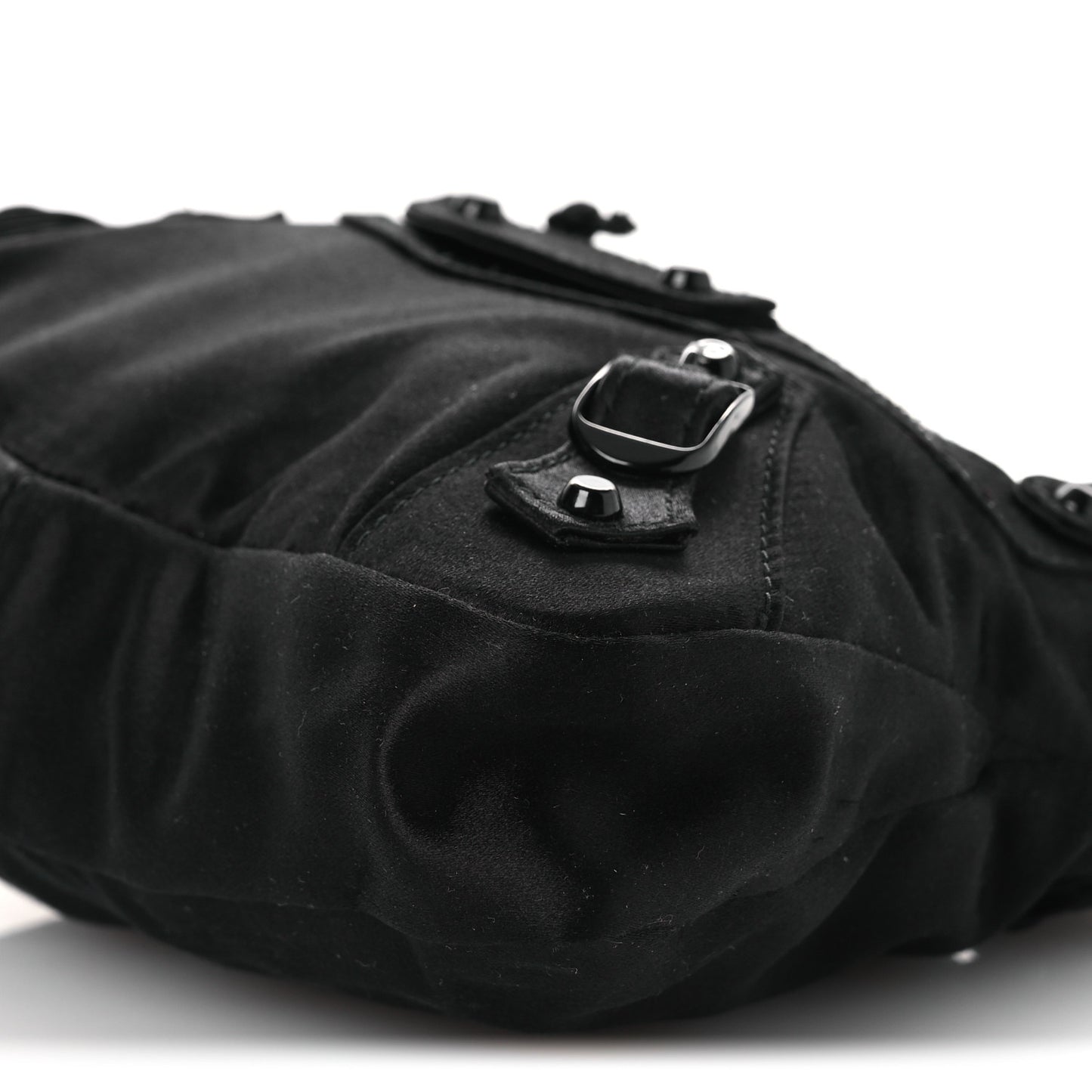 Satin Enamel Classique Chain Shoulder Bag Black