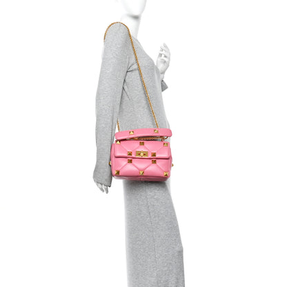 Valentino Garavani Nappa Medium Roman Stud Shoulder Bag Flamingo Pink 2 of 9