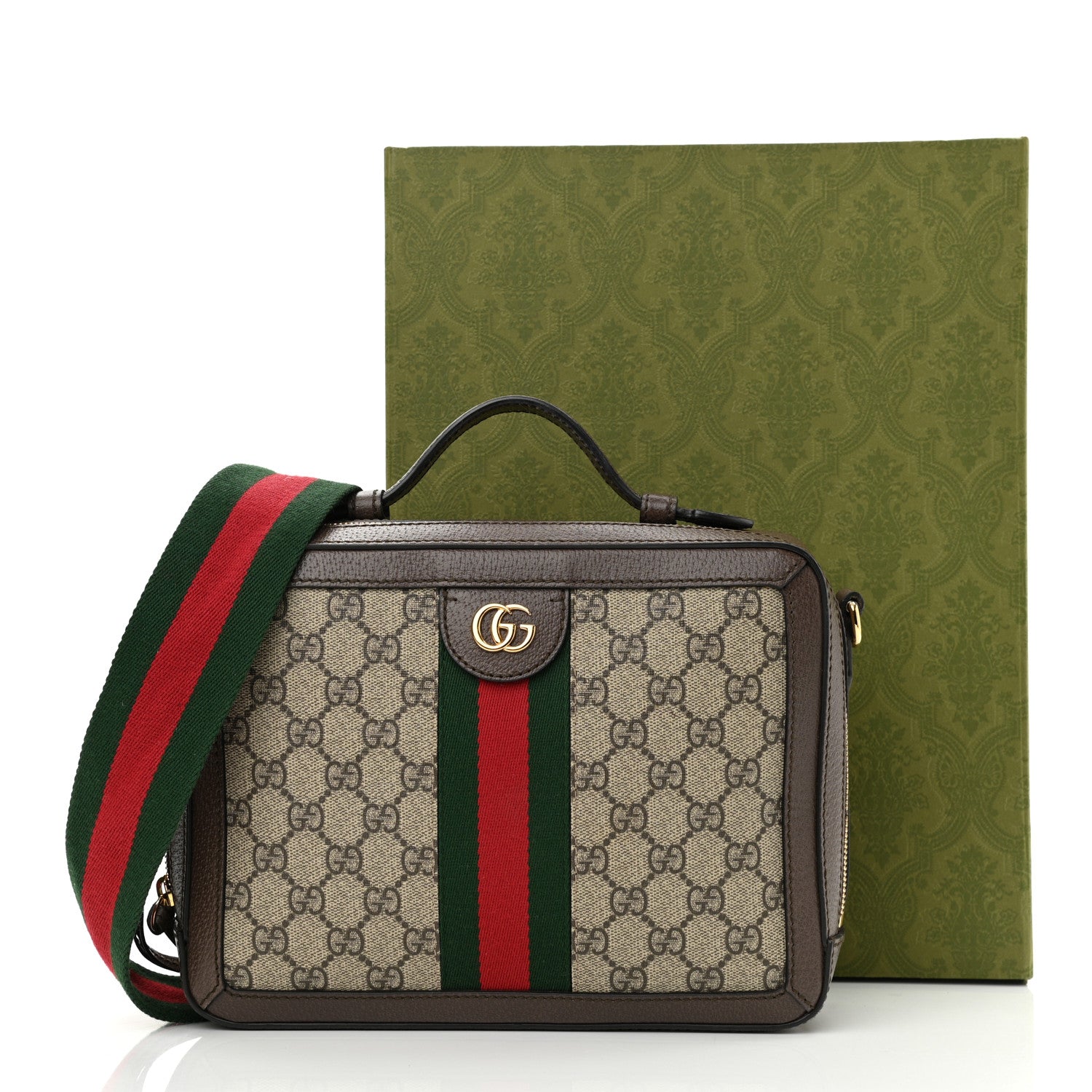 Gucci GG Supreme Monogram Web Small Ophidia Top Handle Shoulder Bag Brown 11 of 11