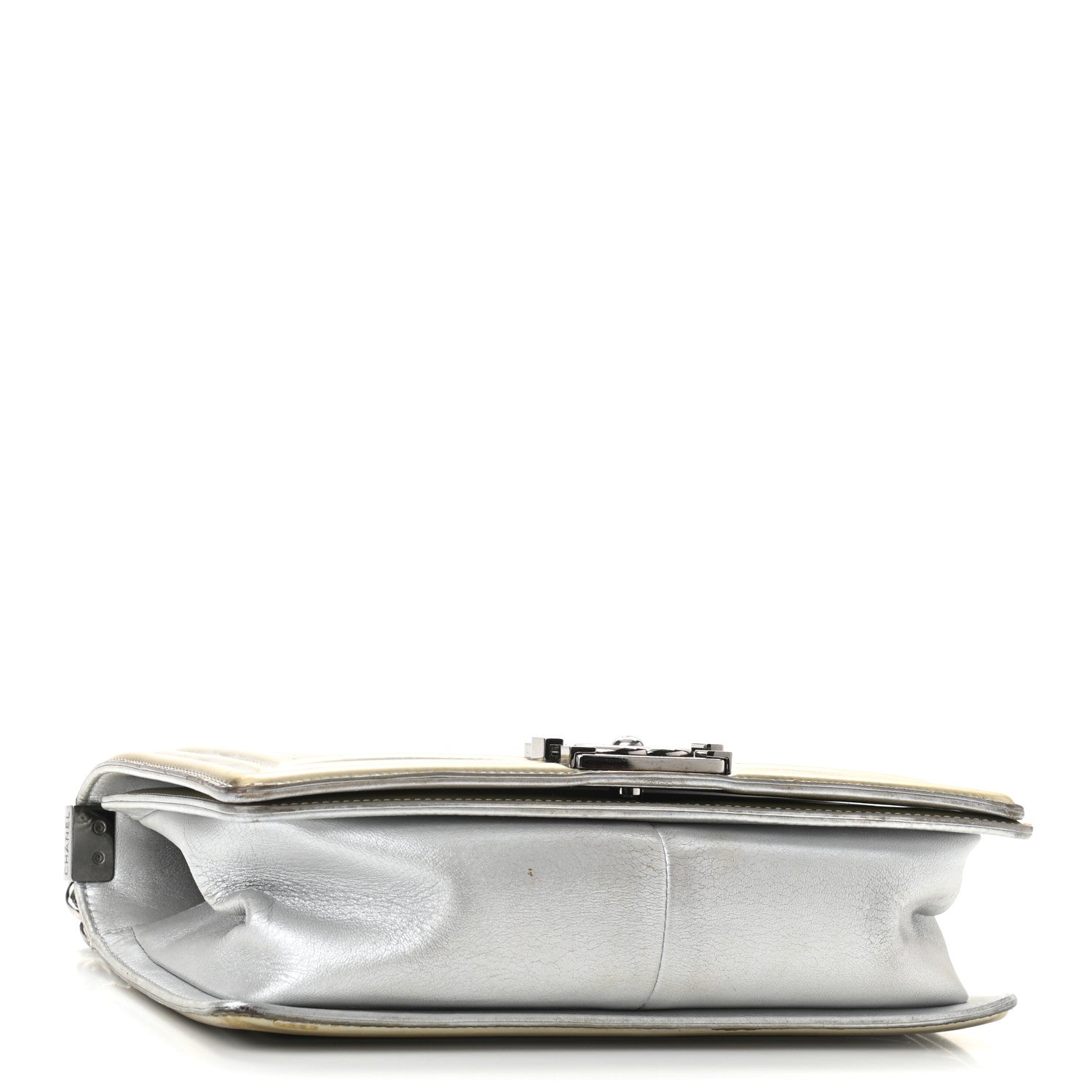 Chanel Metallic Patent Calfskin Quilted Medium Boy Flap Silver 4 of 11