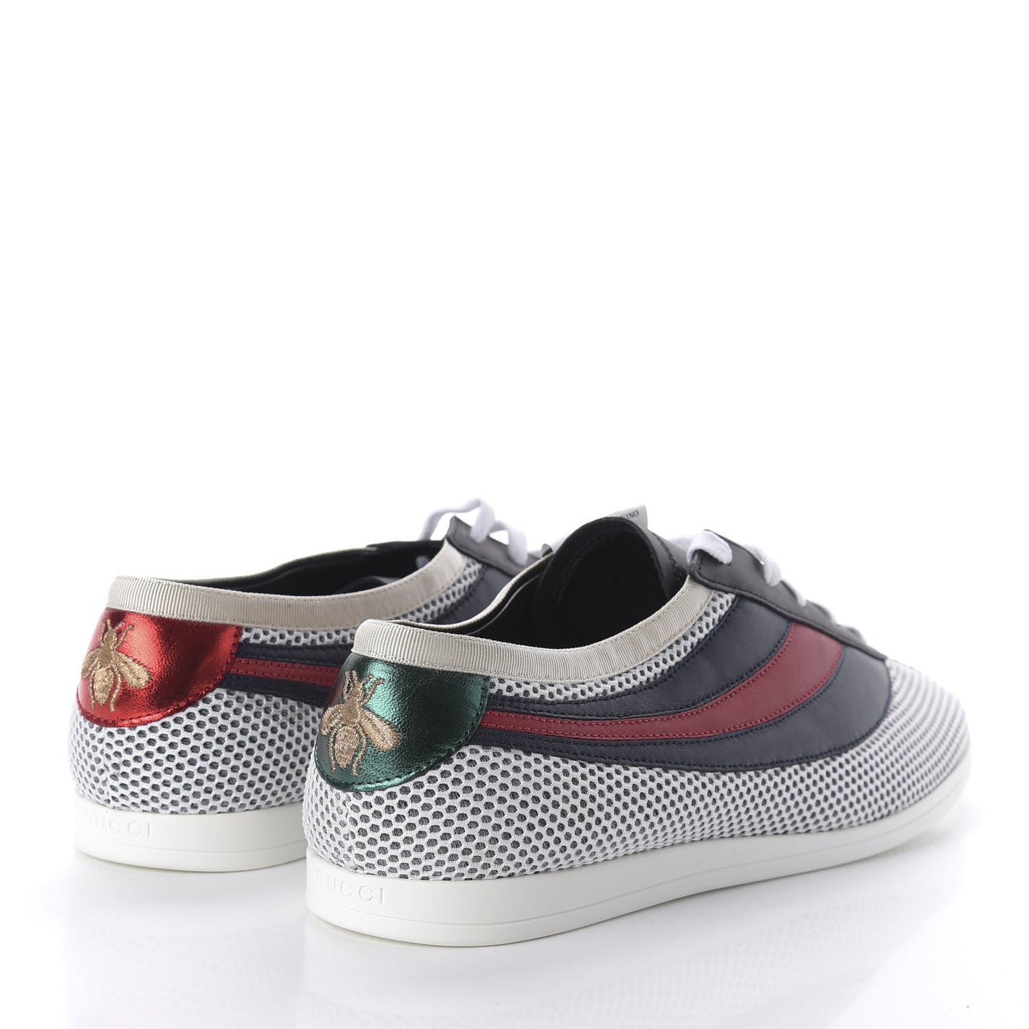 Calfskin Mesh Mens Falacer Sneakers 8 White Blue Red