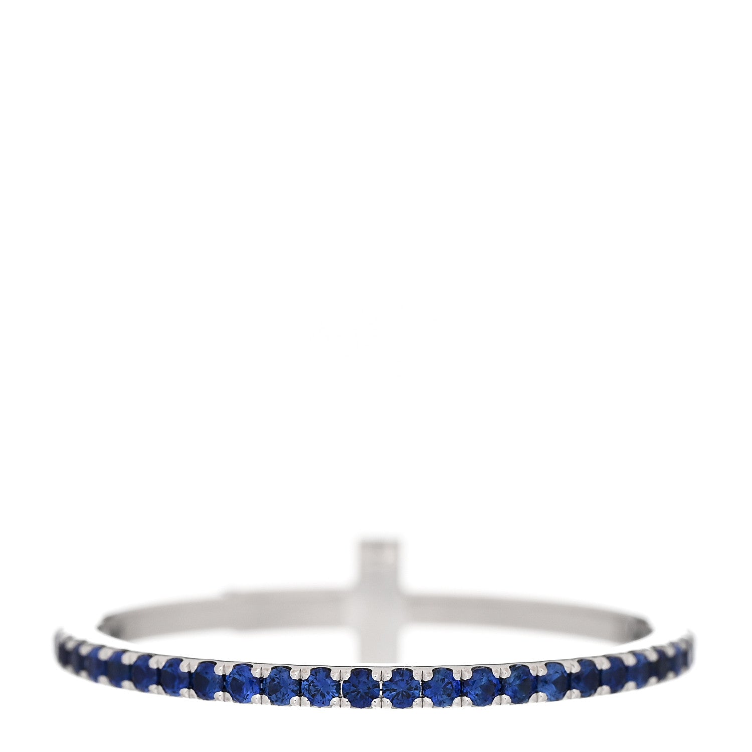 Tiffany 18K White Gold Blue Sapphire T Wire Pave Ring 53 6.5 3 of 7