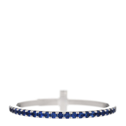Tiffany 18K White Gold Blue Sapphire T Wire Pave Ring 53 6.5 3 of 7