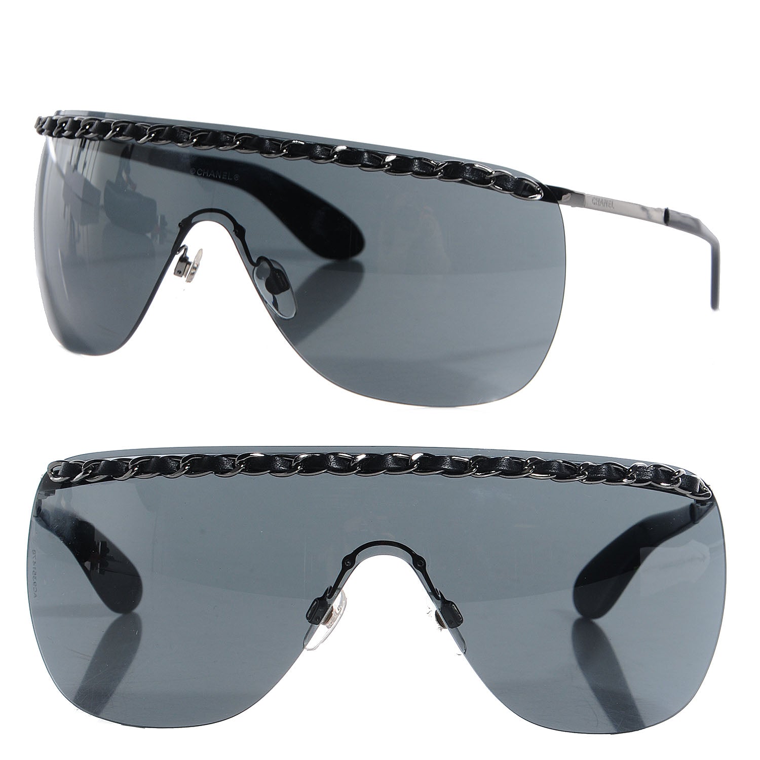 Chanel Rimless Shield Chain Sunglasses 4160-Q Black 1 of 4
