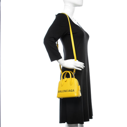 Balenciaga Signature Grained Calfskin Logo XXS Ville Top Handle Bag Jaune Black 2 of 8