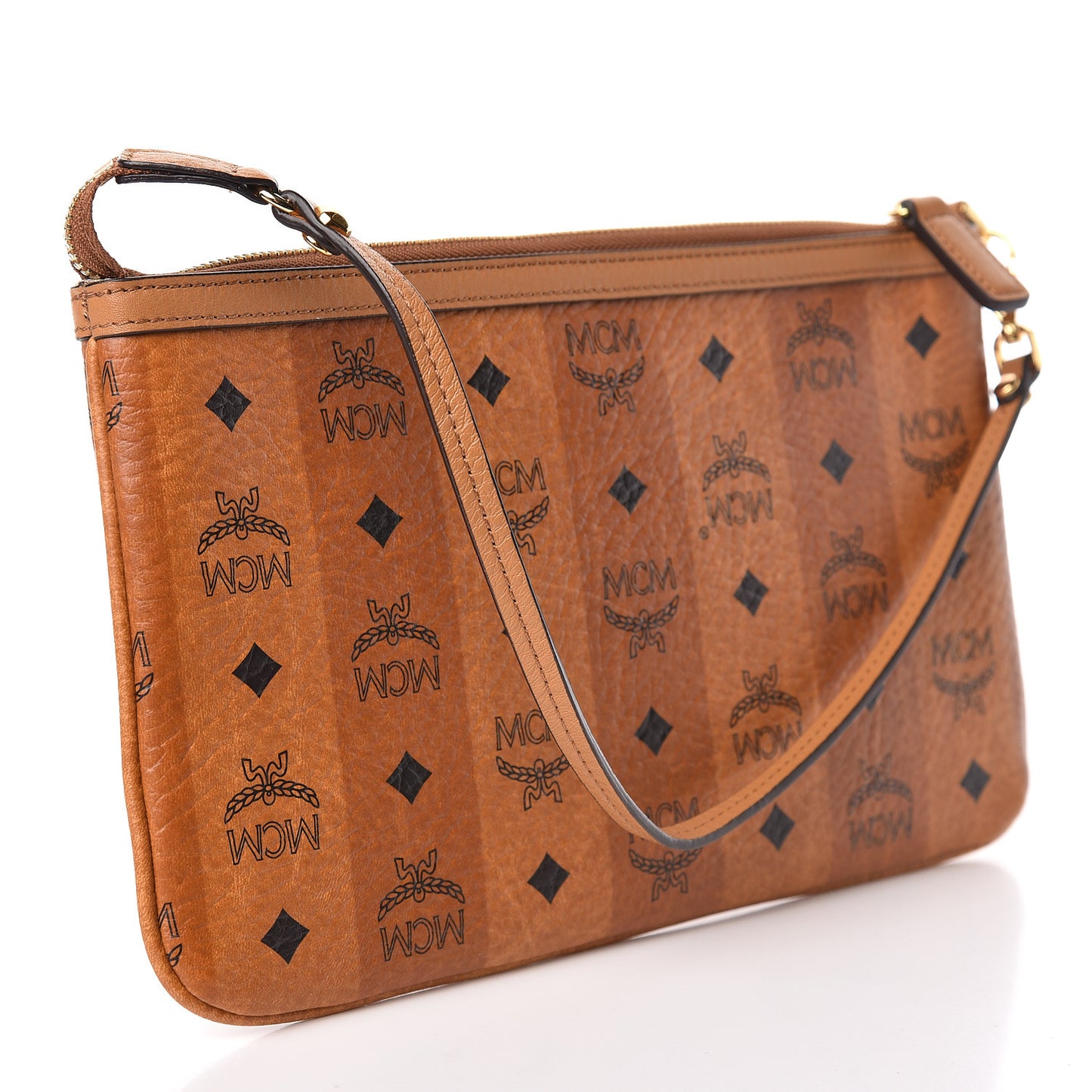 Striped Visetos Pouch Cognac
