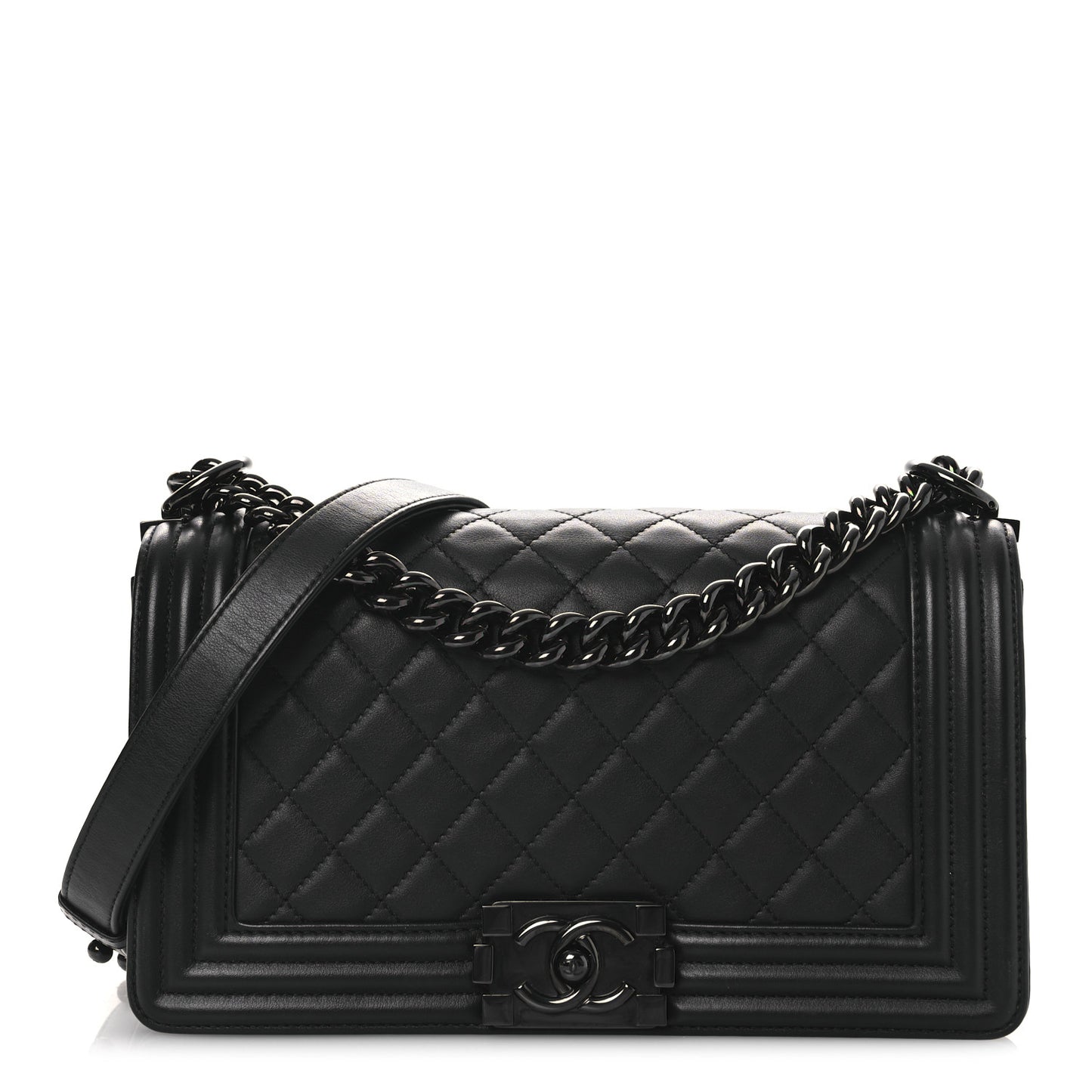 Calfskin Quilted Medium Boy Flap So Black