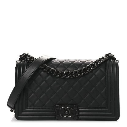 Chanel Calfskin Quilted Medium Boy Flap So Black 1 of 11